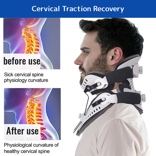 Neck Brace Support Orthosis, Adjustable Cervical Collar, Fixable Neck Posture Corrector, Pain Relief, Traction Spine Alignment