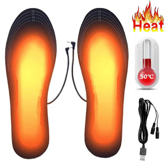 USB Rechargeable Heated Insoles Size 35-46 DIY Customizable Electric Heated Shoes Pad for Outdoor Skiing Winter Foot Warmers