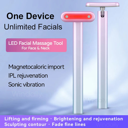 New 4 in 1 Facial Wand LED Red Light Therapy Facial Massage Tool EMS Face Massager Machine Skin Care Beauty Device For Face Neck