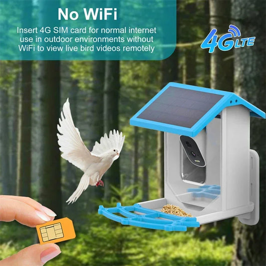 2.4G WiFi Smart Bird Feeder with Camera 2.4K Screen Solar Low Power Night Vision IP66 Waterproof 4G or WIFI Connected Feeder