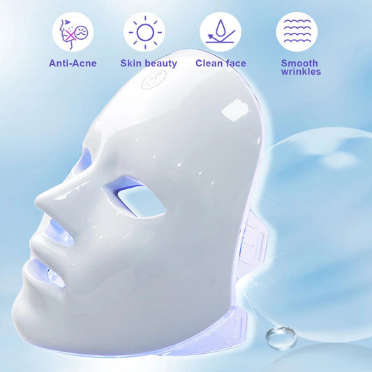 7 Colors LED Facial Mask Photon Therapy Face Skin Care Mask Anti Acne Therapy Skin Rejuvenation Wrinkle Removal Face Beauty Mask